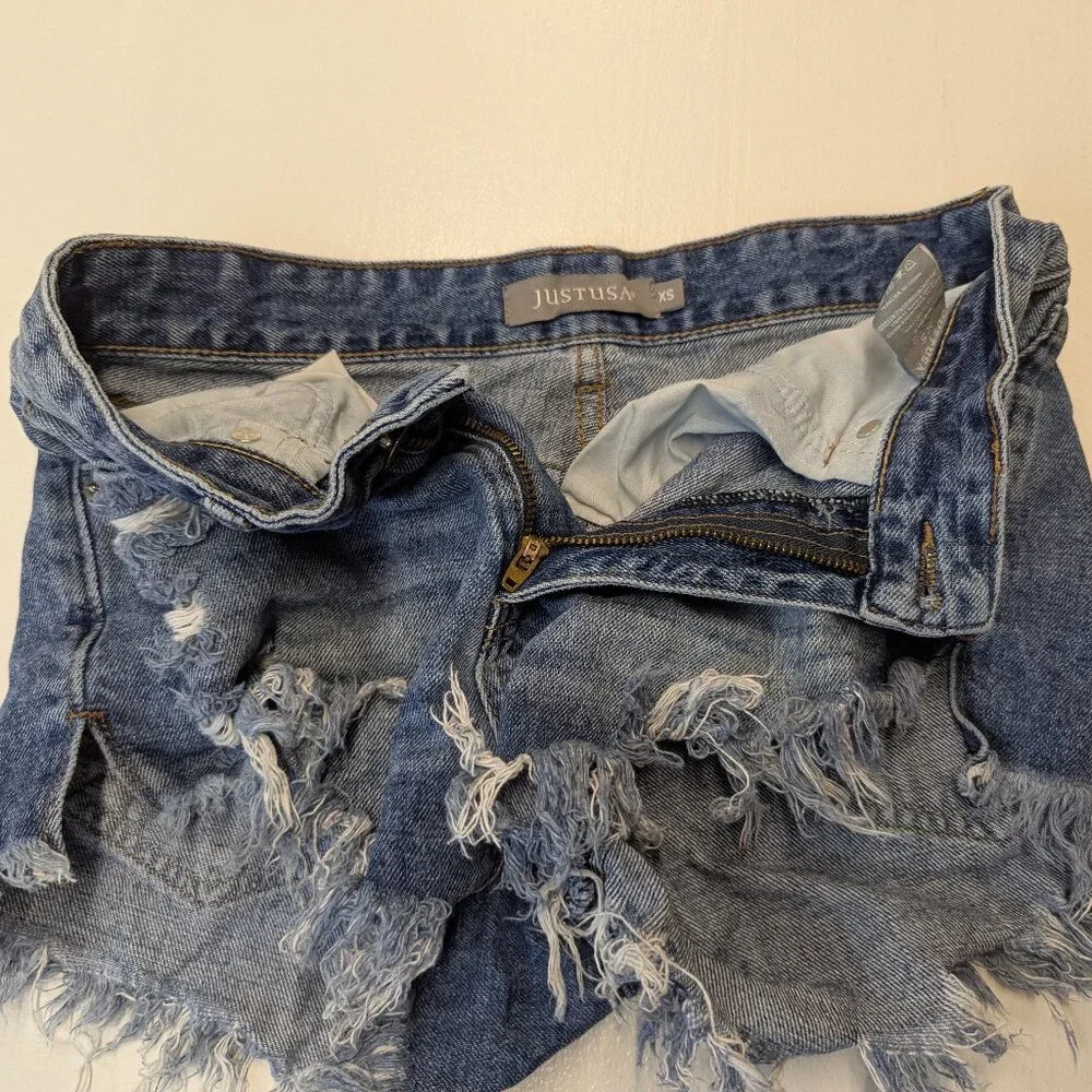 JUST USA Size XS Distressed Denim Cutoff Shorts